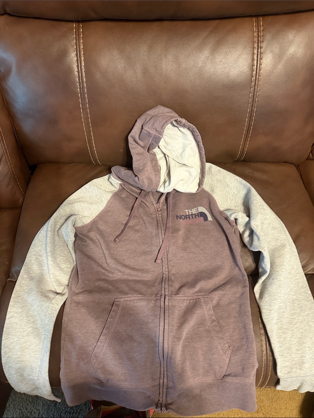 The North Face Two-Tone Hooded Zip-Up Jacket - Mauve & Light Gray